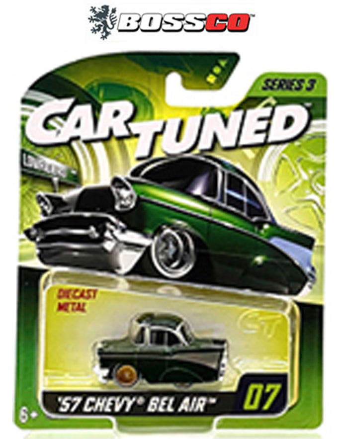 MGA 1/64 CAR TUNED '57 CHEVY BEL AIR LOWRIDER #07 MAINLINE SERIES 3 "GREEN"