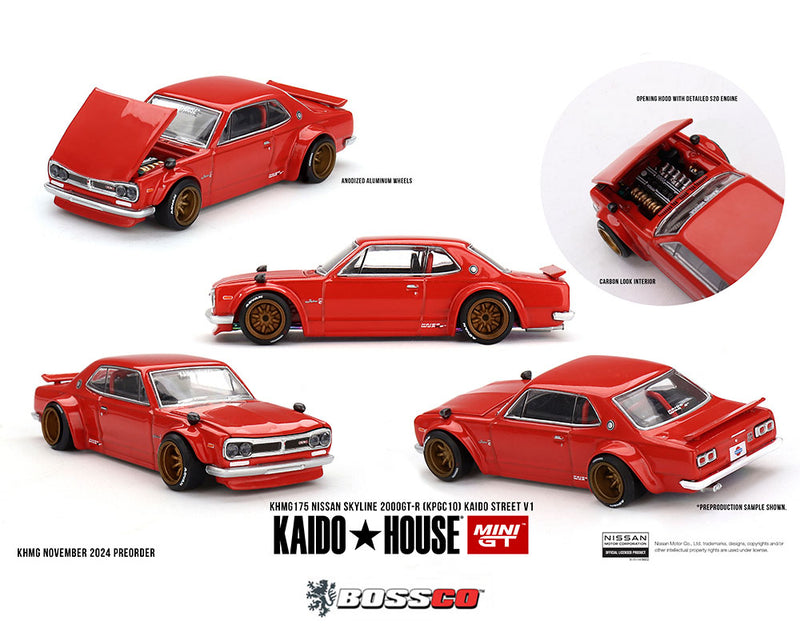 MINI GT KAIDO HOUSE NISSAN SKYLINE 2000GT-R (KPGC10) "RED" ***PRE ORDER***